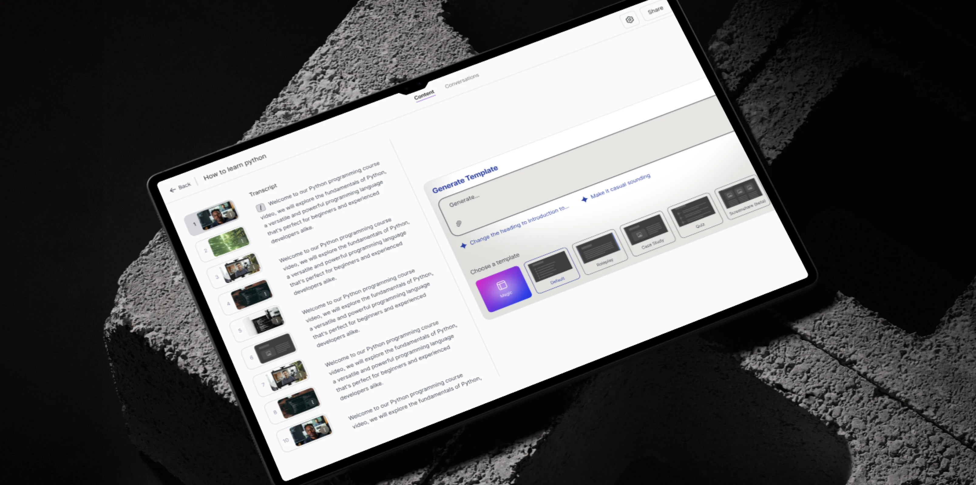Prompt-to-video main interface