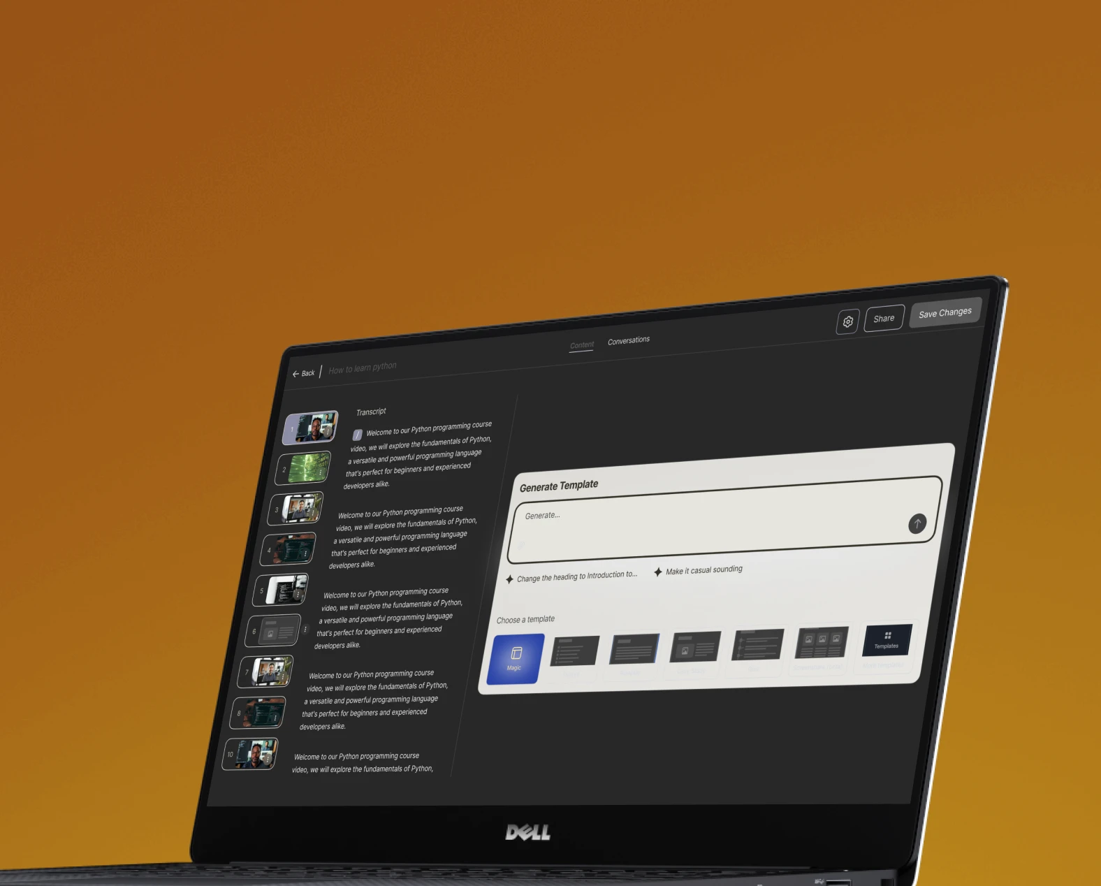 Video generation workflow